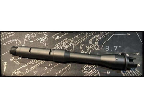 【5KU】8.7 inch M4 Barrel Aluminum　 8.7インチ アウターバレル（マルイ M4 MWS GBB用/14mm逆ネジ）黒（MWS-2）